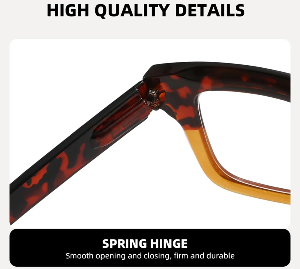 4 SZTUKI Duże Okulary do Czytania z Blokami Kolorów, Soczewki z Ochroną Przed Niebieskim Światłem, Zawiasy Sprężynowe, Antypoślizgowe, Modne i Praktyczne