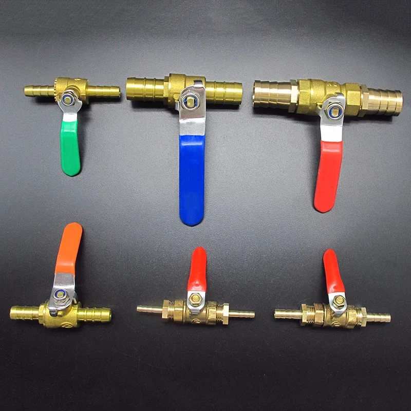 4mm 6mm 8mm 10mm 12mm 14mm 16mm 19mm 25mm Hose Barb Two Way Brass Shut Off Ball Valve For Fuel Gas Water Oil Air
