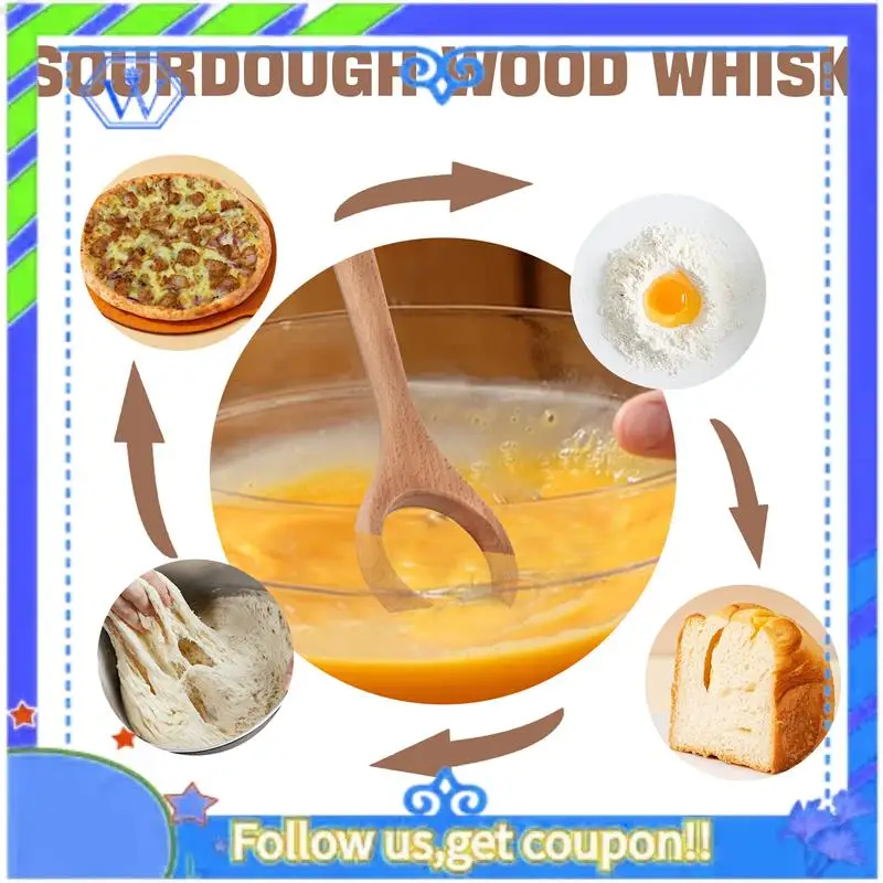 سهلة الاستخدام 12 بوصة خشبية الدنماركية العجين خفقت العجين المخمر خفقت العجين خلاط الخبز خفقت أداة لخلط العجين المخمر