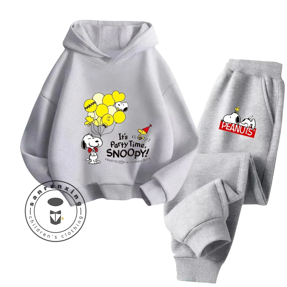 Snoopy Spring & Autumn Kids Boys & Girls Hoodie Pants Set Cartoon Snoopy Print Cute Casual Kids Clothing Set Sweatshirt Casual