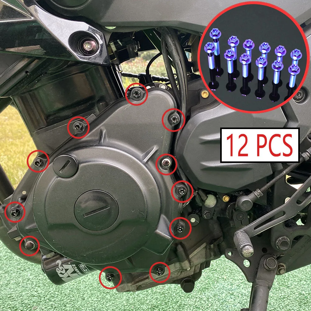 FLAWLESSTI Gr5 Titanium Bolt Magneto Clutch Cover Water Pump Engine Oil Brake Pump Bar End Bolt Yoke Nut For Kawasaki Ninja 400