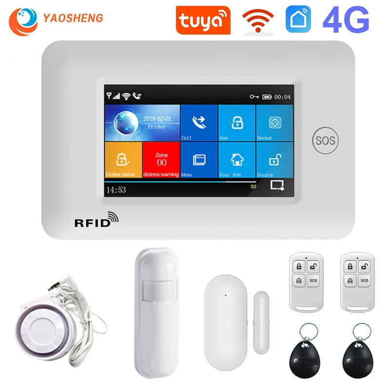 YAOSHENG-Sistema de Alarme Smart Home Security, APP Controle Remoto para IOS e Sistema Android, GSM, WIFI, GPRS, Sem Fio, 433MHz, PG-106, 4G