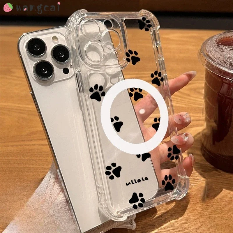 For Tecno Spark Go 2025 2024 2023 2022 2020 1 Cover Cute Cartoon Dog Paw Clear Anti-fall Soft Phone Case