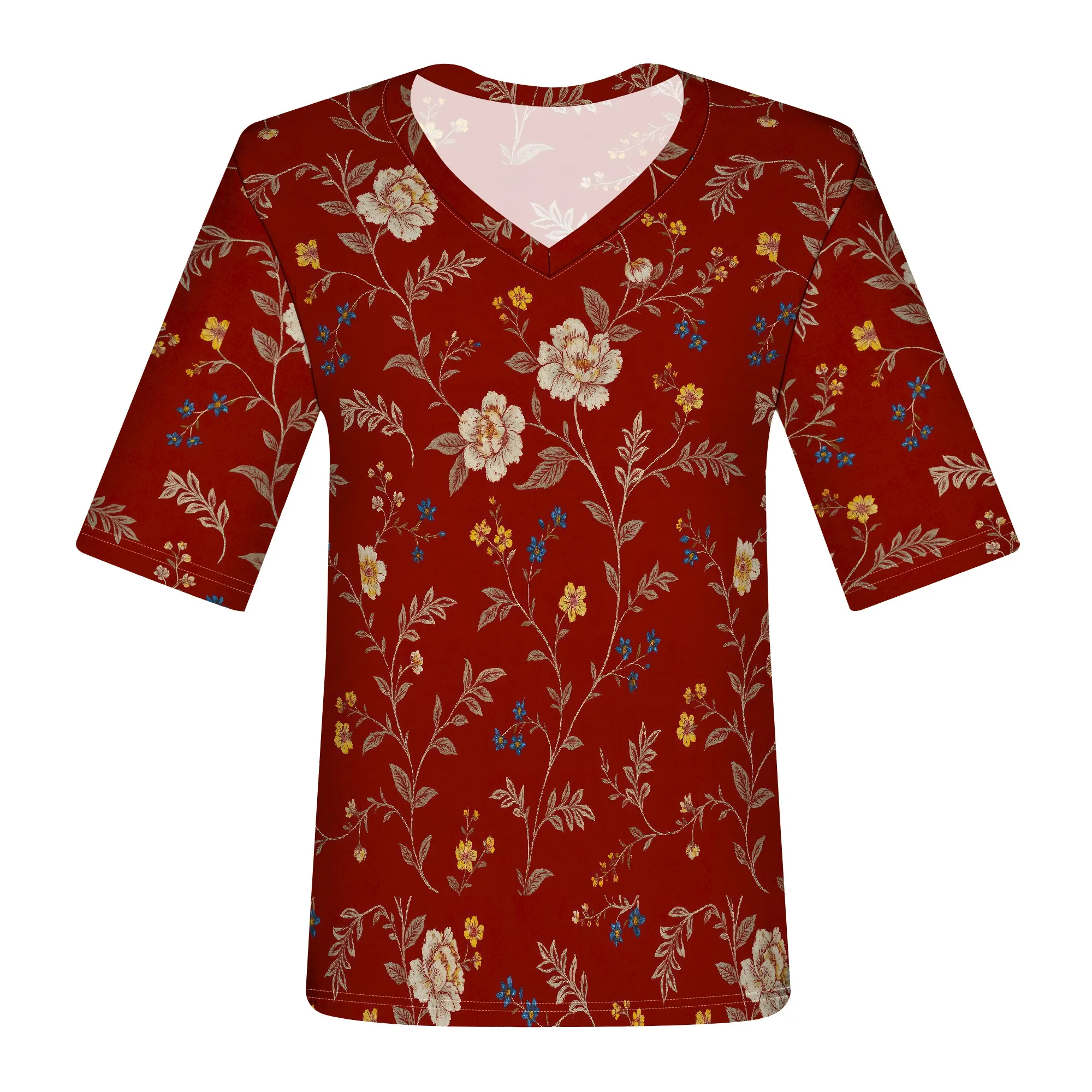Camicie a maniche lunghe a 3/4 per donna Camicie da lavoro floreali Top Camicette Top T-shirt larghe