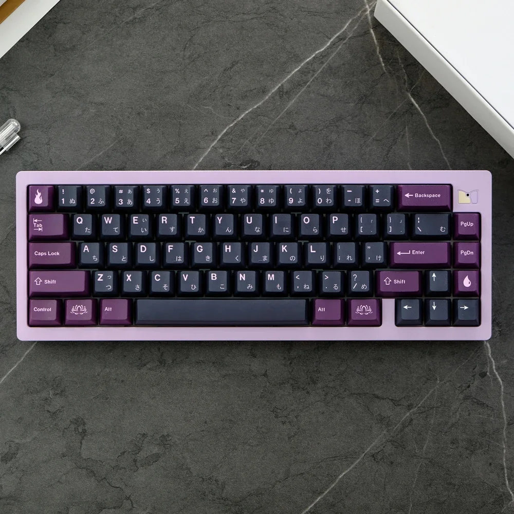 129 Keys/set  GMK Black Lotus Keycaps Cherry Profile KeyCap PBT Dye Subb Lightproof Keycap For 61 64 68 75 84 87 96 980 104