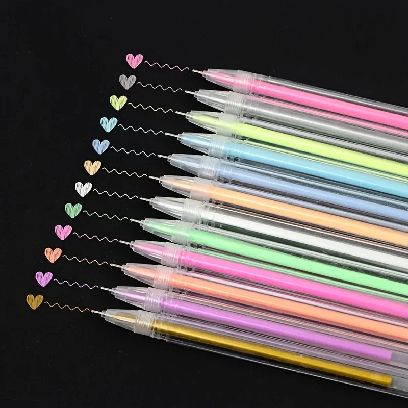 

12PCS Colorful Gel Pens Needle Highlighter Pen for DIY Writing Journaling Drawing Stationery Items Back to School Acsesories