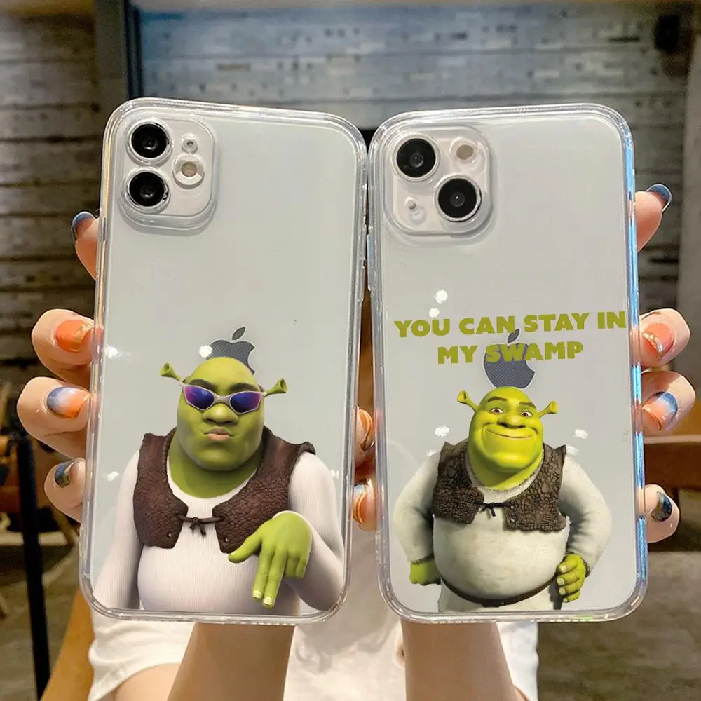 

Shrek Phone Case FOR IPhone 15 14 13 12 11 Pro 14 15 16 Plus 13 Pro MAX XR XS Woman Transparent Covers