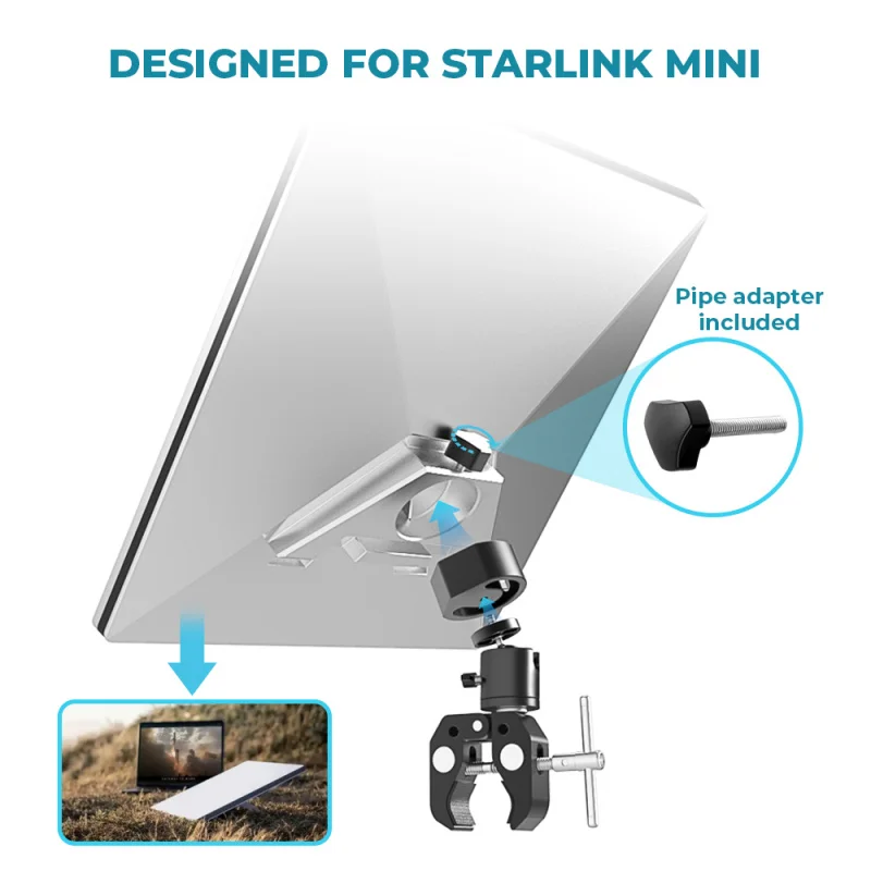 Для Starlink Mini Mount Mini4 RV Fence Открытый мобильный кронштейн Регулируемый угловой зажим Адаптер
