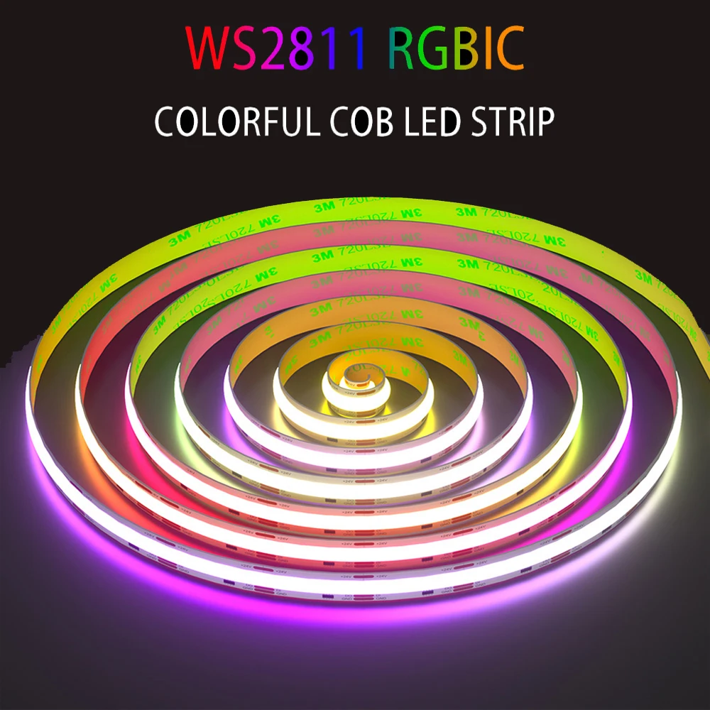 

Pixel COB LED Strip Light Bar 12V 24V Dream Color RGBIC LED Tape WS2811 COB Strip Magic Colorful Ribbon Light for House Decor