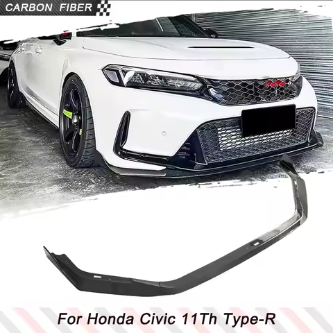 Carbon Fiber Car Front Bumper Lip For Honda Civic Type R 11th 2022 2023 Car Front Lip Spoiler Apron Splitter Protector Body Kits