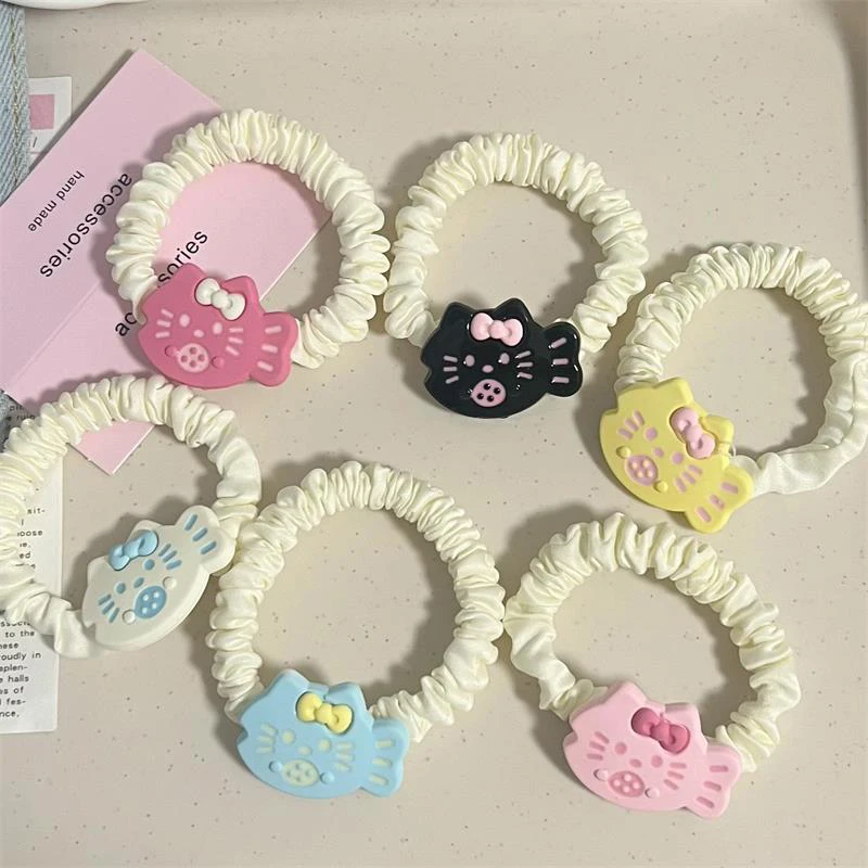 Hiasan kepala kartun Sanrio lucu berbentuk ikan kucing Hello Kitty cincin rambut elastisitas tinggi rambut usus kecil ikat rambut hadiah