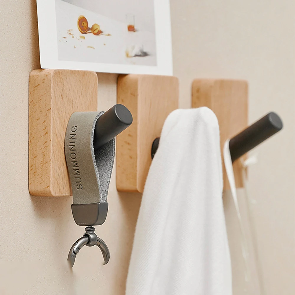 Natural Walnut Wood Hooks Key Decorative Holder Hooks Door Clothes Coat Hanger Hook Bathroom Kitchen Decor Organizer Holder Hook