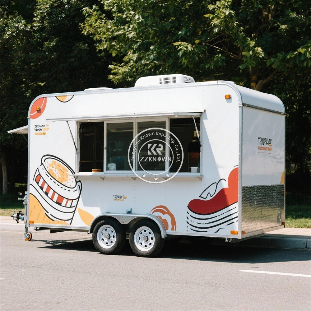 

Custom Hot Dog Snack Cart Fast Food Trailer Mobile Deep Fryer Pizza Bbq Food Truck With Full Kitchen For Sale