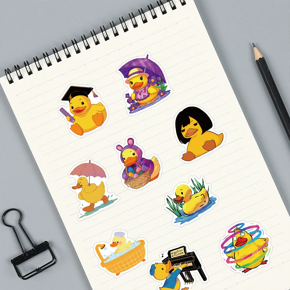 50 قطعة بطة صفراء لطيفة ملصقات الكتابة على الجدران الإبداعية سكرابوكينغ مادة الكولاج حالات الهاتف دفتر ملصقات التزلج