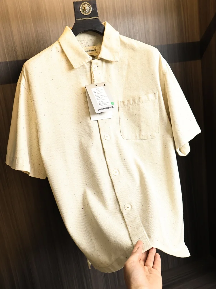 

Fashionable Summer Men's Loose Fit Shirt with Turn-down Collar Short Sleeve Breathable Cotton Polyester Blend Urban Style