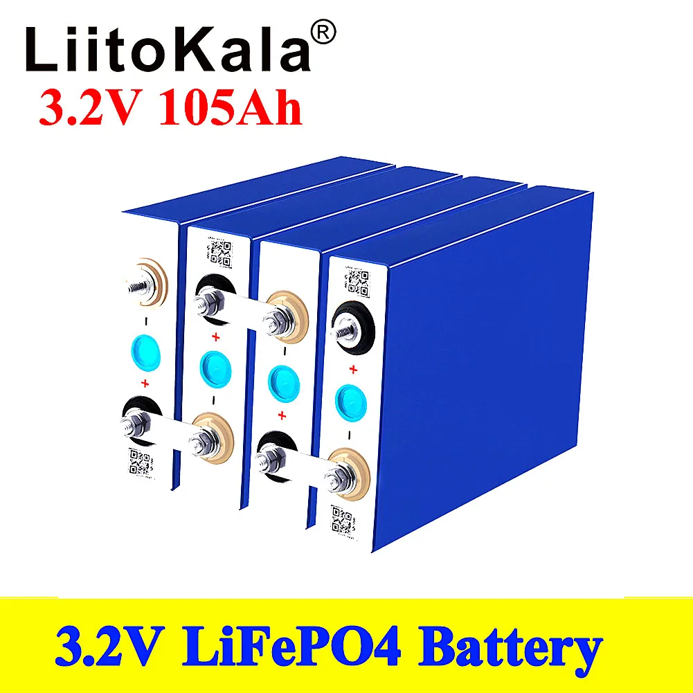 LiitoKala 3.2V 100Ah 105Ah lifepo4 battery 3C 300A discharge for DIY 12V 24V 36V 48V 400Ah battery pack boat scooter caravan