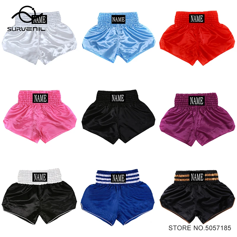 Muay Thai Shorts Custom Plain Boxing Shorts Men Women Child Cage MMA Fighting Dancing Kickboxing Grappling Pants Pink Blue White