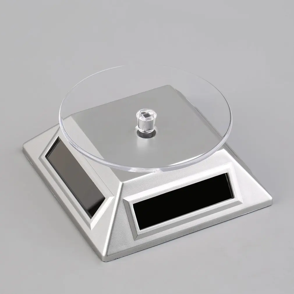 360 Degree Solar Showcase Turntable Rotating Watch Jewelry Display Stand  Display Case Grey Solar Showcase Phone Display Stand