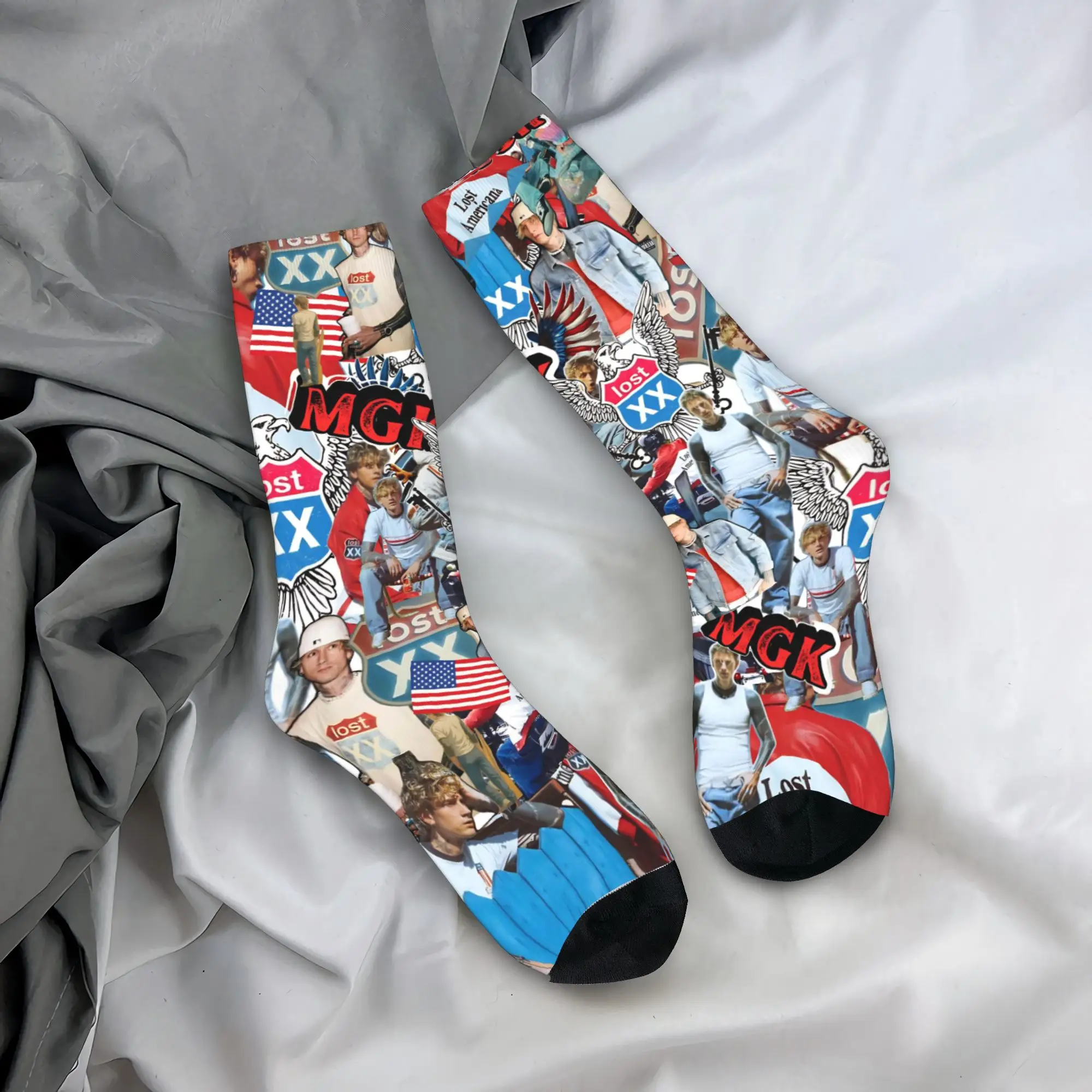 

MGK Lost Americana Tour Носки с принтом Наряды для праздничной одежды Нескользящие носки для экипажа
