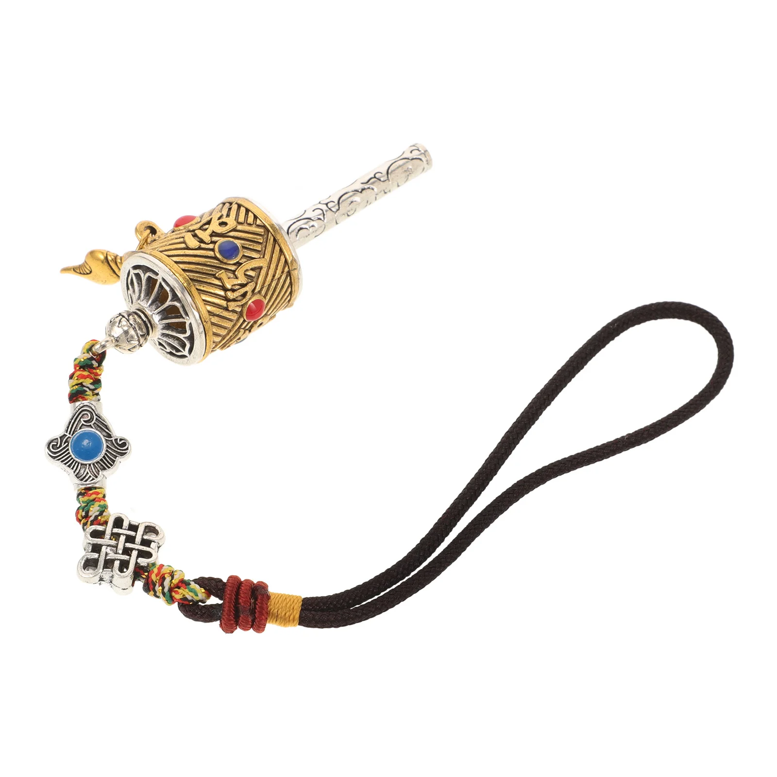 

Buddhist Prayer Wheel Car Hanging Ornament Vintage Chinese Style Tibetan Feng Shui Pendant Interior Decoration for Protection