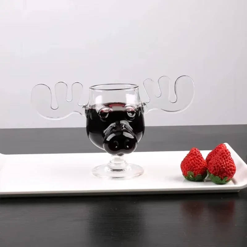Christmas Vacation Moose Mug Glass Cup for  Creative Elk Cute Reindeer Mug Wine Beer Water Juice Milk Glasses Drinkware Cups