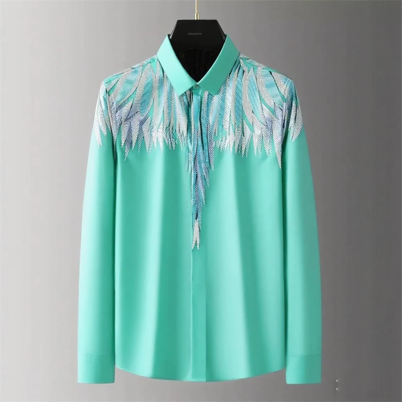 

2025 new luxury printed shirt 9 colors casual long-sleeved shirt Korean style fashion high-end street trend men's wear