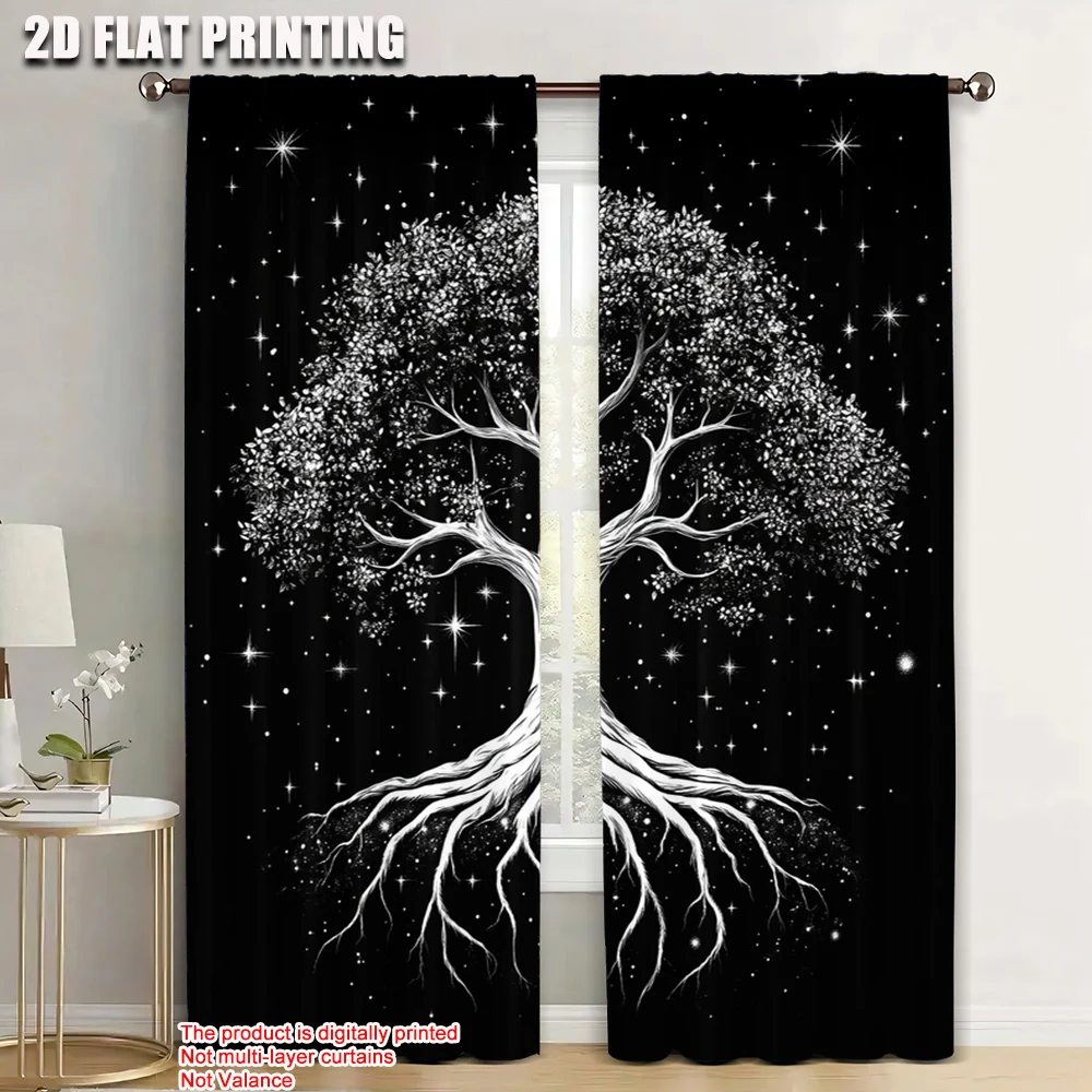 

2pc, Window Drapes The Tree of Life Durable 100% Polyester Fabric,Without Electricity Festive Holiday for Parties and Everyday