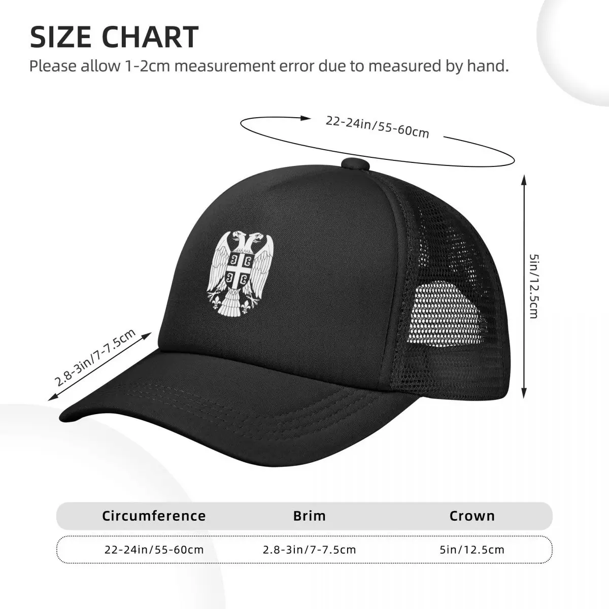 Serbia Coat Of Arms Srbija Trucker Hats Unisex Hip-Hop Dad Hat Sun Caps Dad Hat Adjustable Mesh Baseball Cap Wholesale New