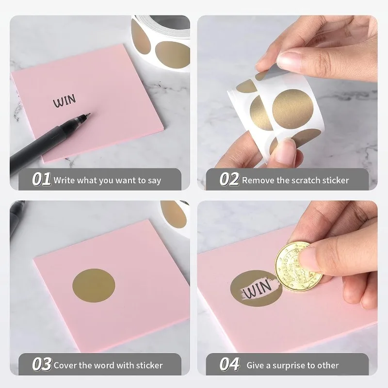300pcs/roll Scratch Off Stickers, 2.5cm Round Scratch Off Labels Self Adhesive for Lottery Tickets DIY, Raffle Card Creating