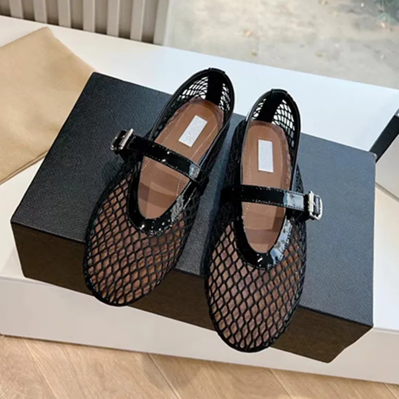 Zapatos de piel auténtica para mujer, calzado de marca de diseñador, suela plana, informal, transpirable, Mary Jane, Retro, para baile, novedad de verano 2024