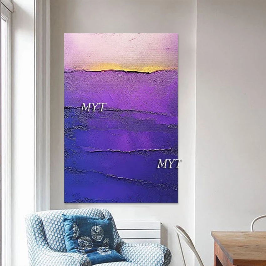 

Modern Abstract Acrylic Painting Purple Artwork Palette Knife Canvas Art Design Handmade Decor Frameless Picture Wall Poster