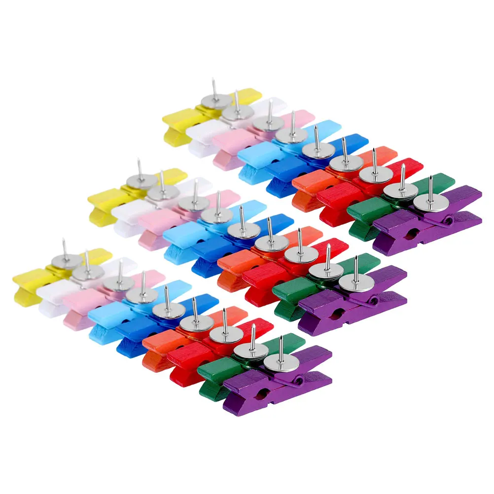 

50Pcs Wooden Thumbtacks Decorative Clips Push Pins for Bulletin Board Photo Notes Map Crafts Office Home Wooden Thumbtacks