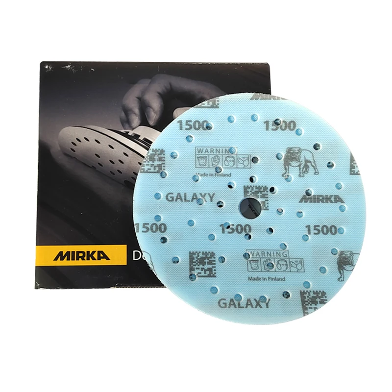 MIRKA – authentique papier de verre rond 6 "Cyan Galaxy, 49 trous pour le dos, velours, disque de ponçage