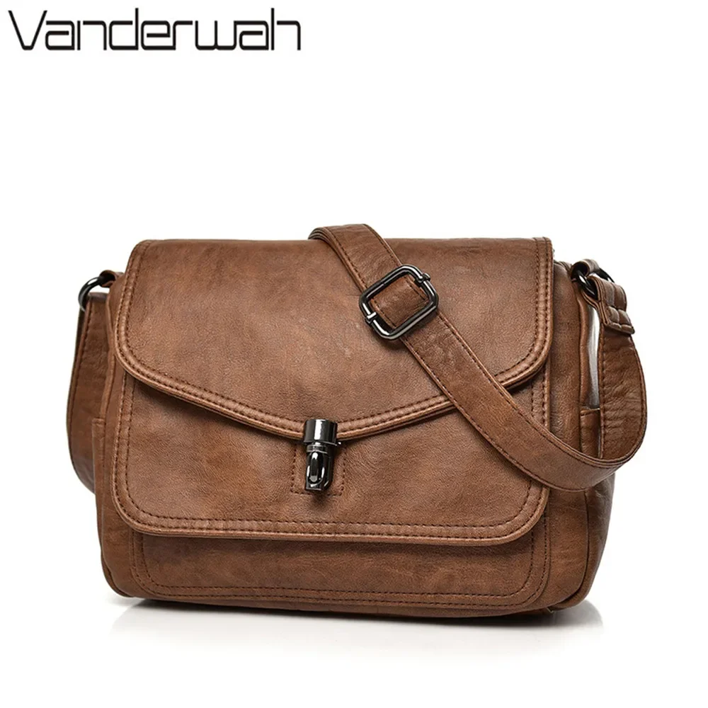 

Two covers vintage women bag 2024 Soft leather luxury handbags women bags designer female small messenger Shoulder Bag Flap Sac