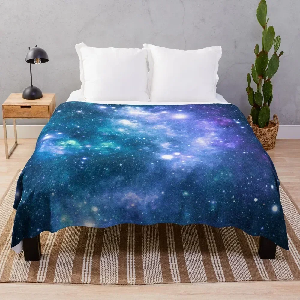 

Turquoise Teal Purple Galaxy Nebula Throw Blanket Wrinkle Resistant Lightweight Blanket