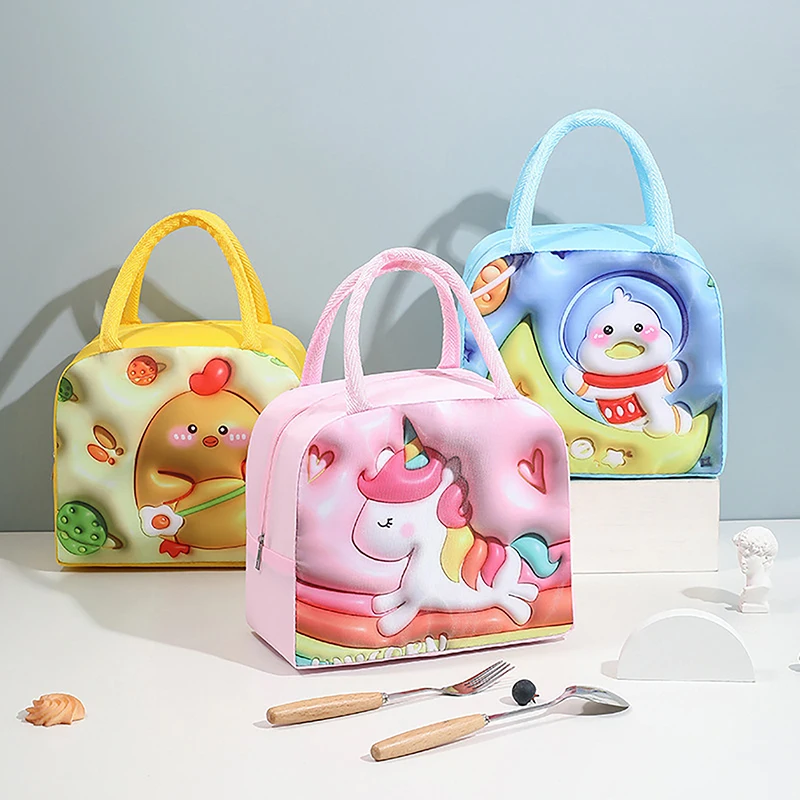 3d Cartoon Lunch Tas Geïsoleerd Thermisch Voedsel Draagbare Lunchbox Functionele Voedsel Picknick Lunch Tassen Voor Vrouwen Kinderen