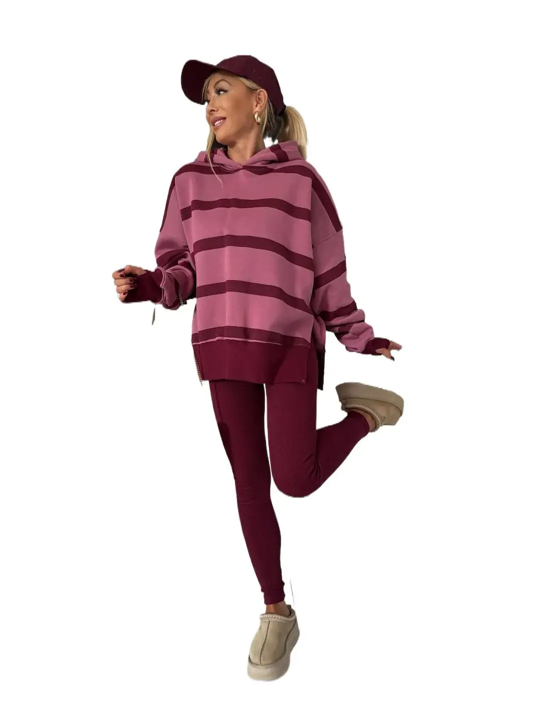 

2025 New Fashion Printed Hooded Sweatshirt + Calf Pants Two-piece Sets Women Autumn Casual Loose Top Trousers Suit For Women