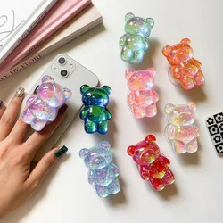 Korean 3D Glitter Bear Cell Phone Holder Grip Tok Bracket for iPhone Samsung Xiaomi Foldable Car Folding Mobile Socket Stand