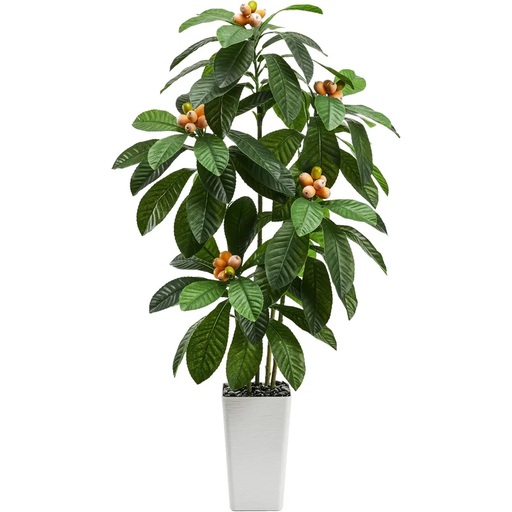 

Artificial Loquat Tree: 5-foot Simulation Tree, Realistic Pseudo Tropical Fruit Plant, Large Silk Floor Plant
