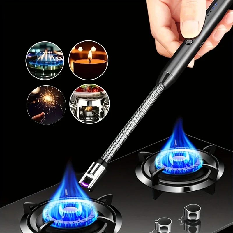 Accenditore elettrico a 2 pezzi di colore casuale, antivento, ricaricabile tramite USB.