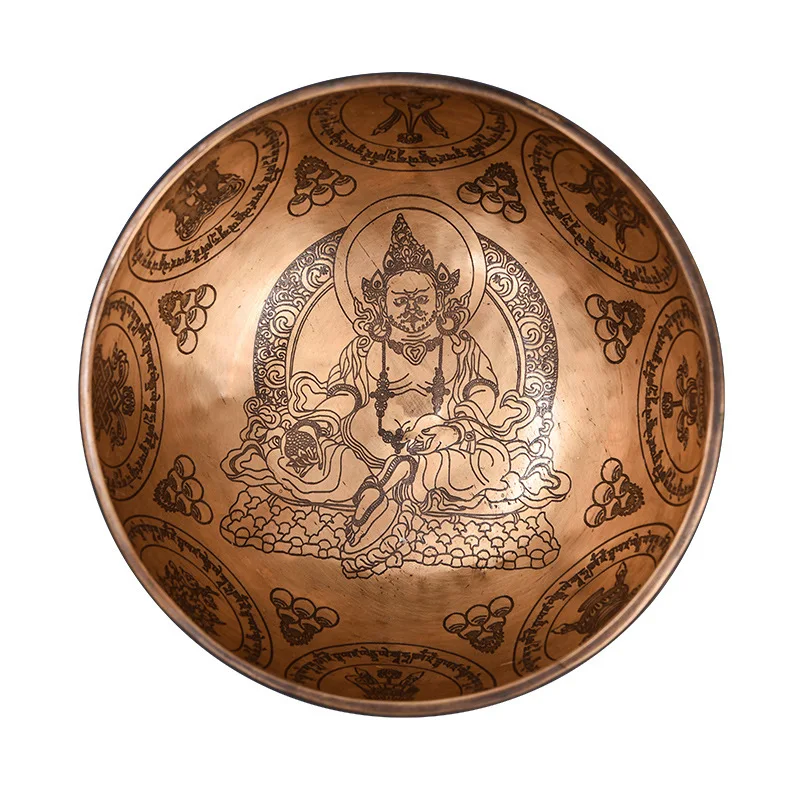 Hooqu Huang Caijin Four Arms Guanyin Amitabha Handmade Carving Buddha Sound Bowl Yoga Meditation Sound Therapy Bowl