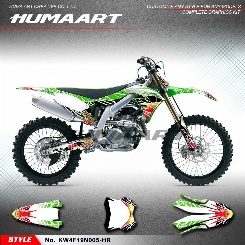 HUMAART Motorcycle Decals Vinyl Wrap for KX450F KX450X KX250F KX250X 2019 2020 2021 2022 2023 2024, KW4F19N005-HR