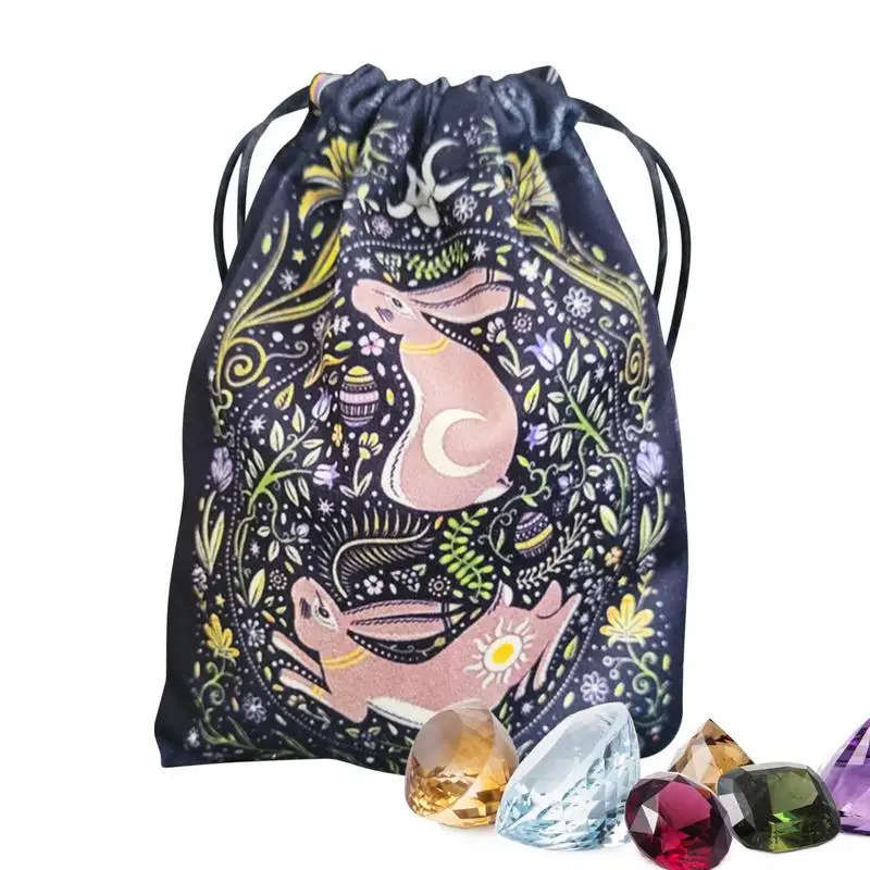 Tarot Card Storage Bag Printed Dices Bag Tarot Card Holder Jewelry Pouch Velvet Drawstring Gift Bag