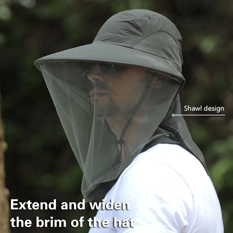 

1Pc Unisex Outdoor Fishing Hat Face Shade Sunscreen Breathable Mesh Veil Mask Night Fishing Men Women Anti-Mosquito