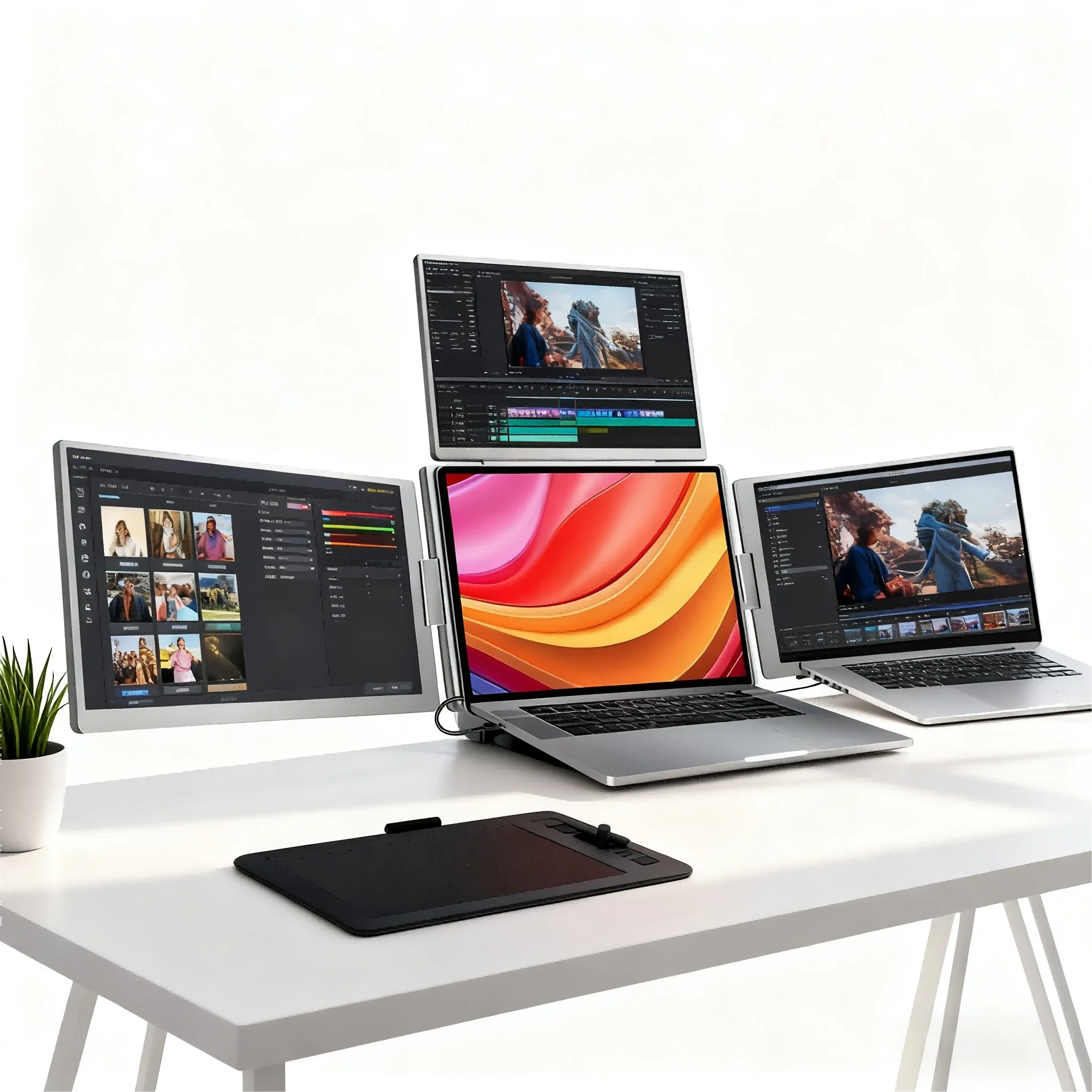 

Многофункциональный портативный тройной удлинитель экрана — 16 дюймов HD для ноутбуков, складной дизайн, Type-c, идеально подходит для торговли