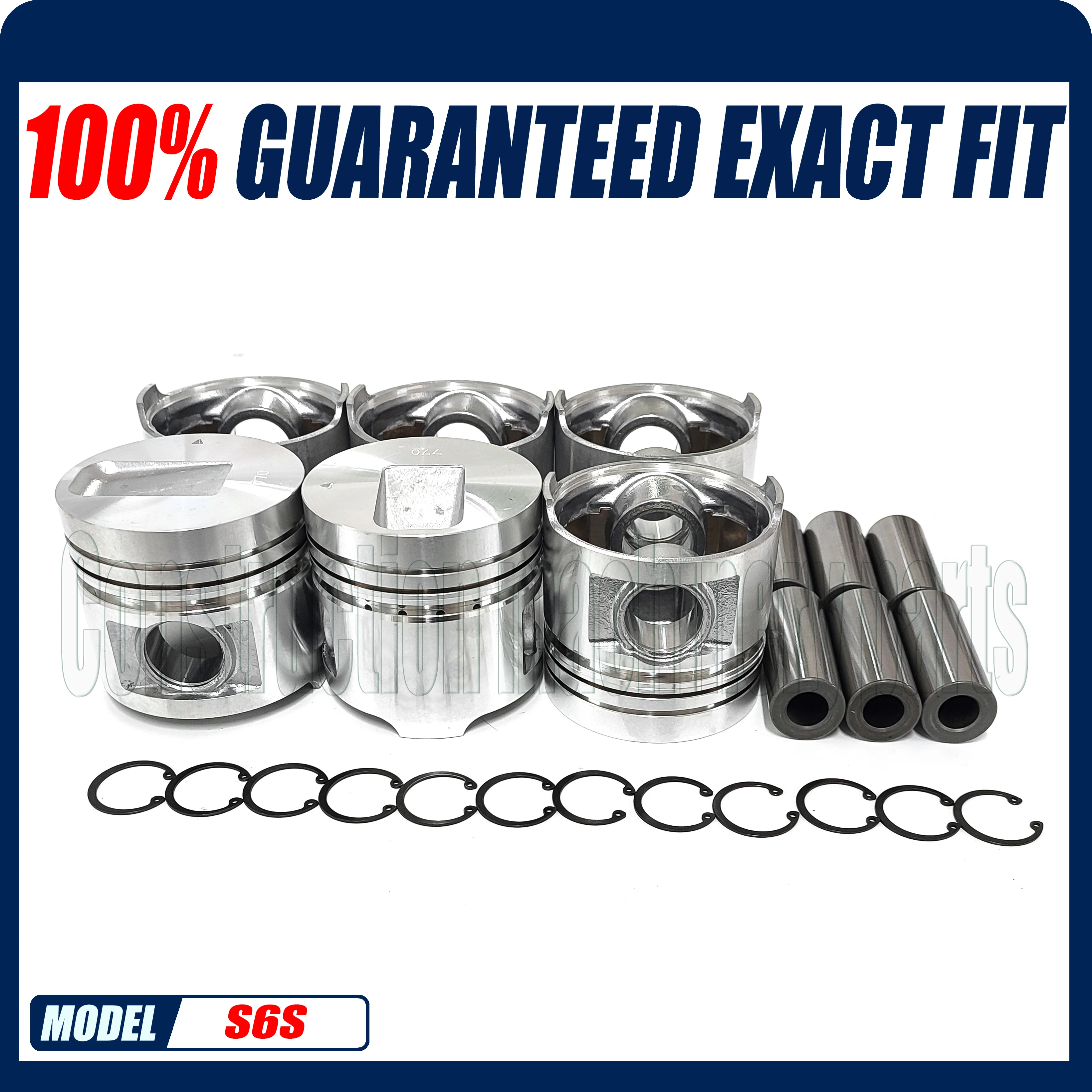 Juego de pistones STD 6Set nuevo para motor MITSUBISHI S6S con pasador y clips de 94 mm