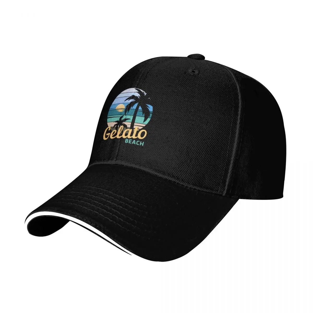Gelato Beach - Retro Sunset, Video Gamer Baseball Cap Six Panel Structured Crown Sun Protection UPF 50+ Breathable Mesh Back