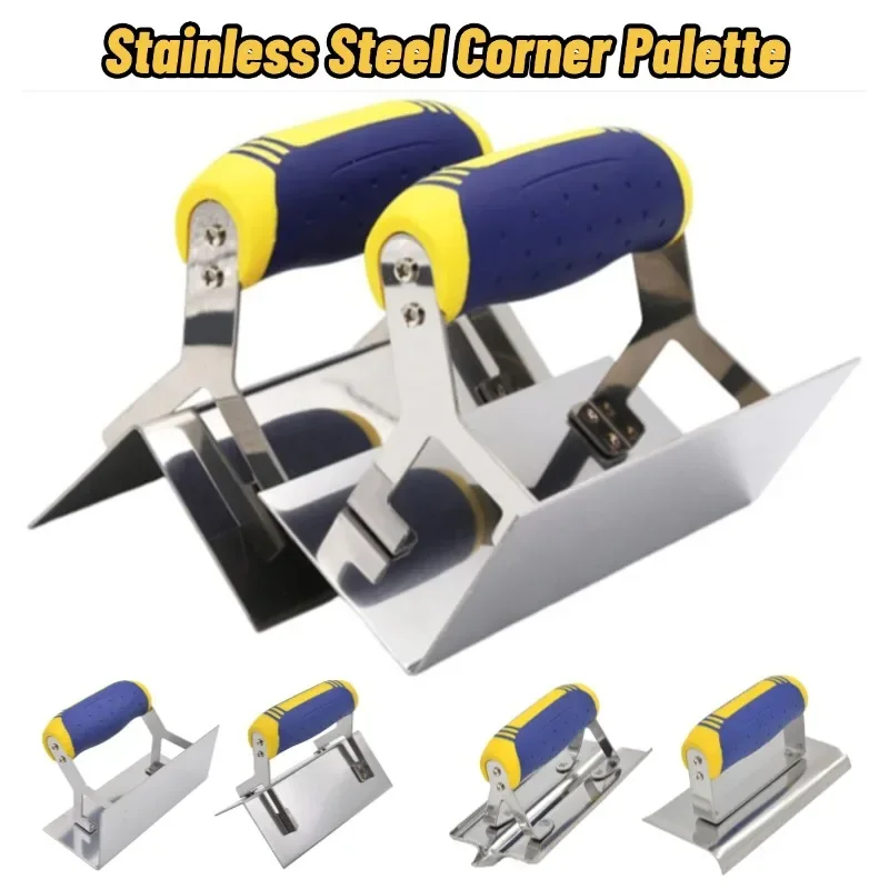 1pc Corner Trowel Stainless Steel With Grip Handle Professional Plaster Accessory Wall Repair Tool For Mudding Drywall Scraping