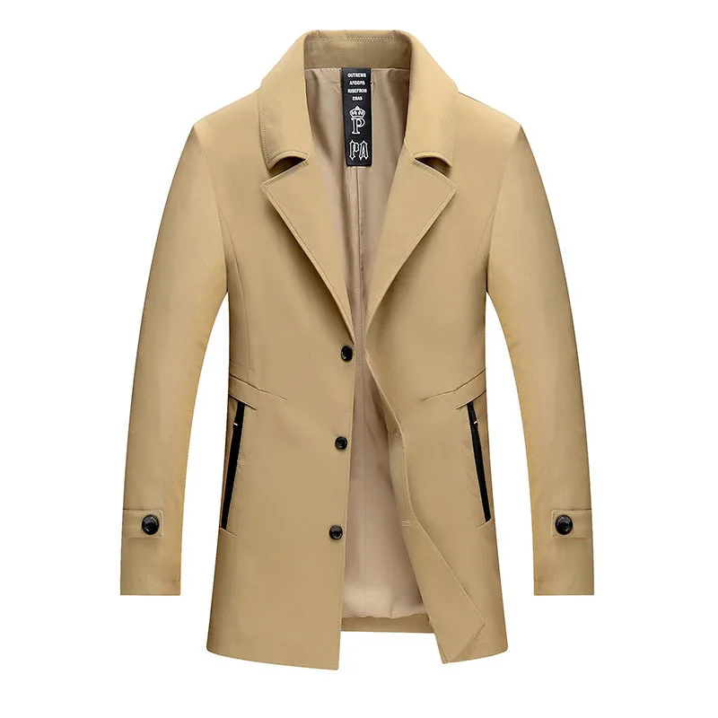 

Windbreaker Men's Mid Length, Middle-aged and Young Business Casual Spring and Autumn Suit Collar Windbreaker Jacket