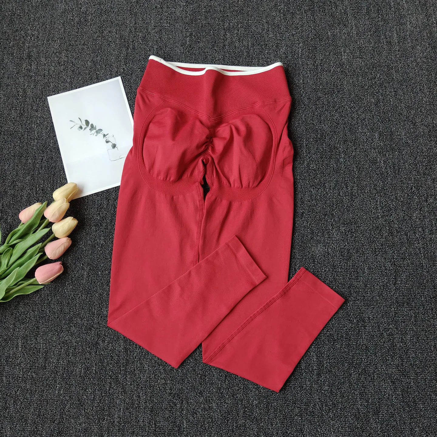 Nahtlose Yoga-Leggings für Damen, mittlere Taille, Push-Up, Fitness-Laufhose, hochelastisch, Hüftlift, Pilates, Gym, Sport-Leggings – Detail 7